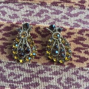 Elegant topaz  and Gold Crystal Earrings
